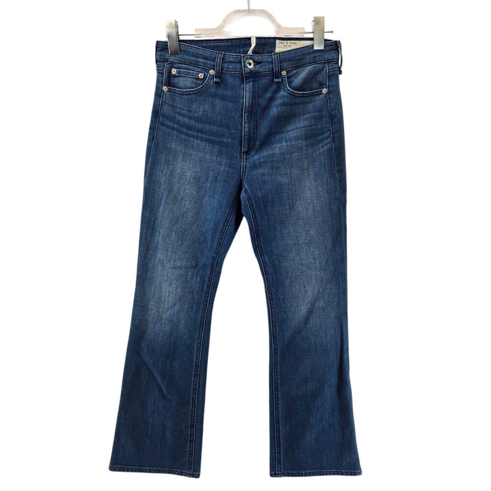Rag &‎ Bone Jeans Womens 27 Nina High Rise Ankle Flare Poppy Designer Cropped